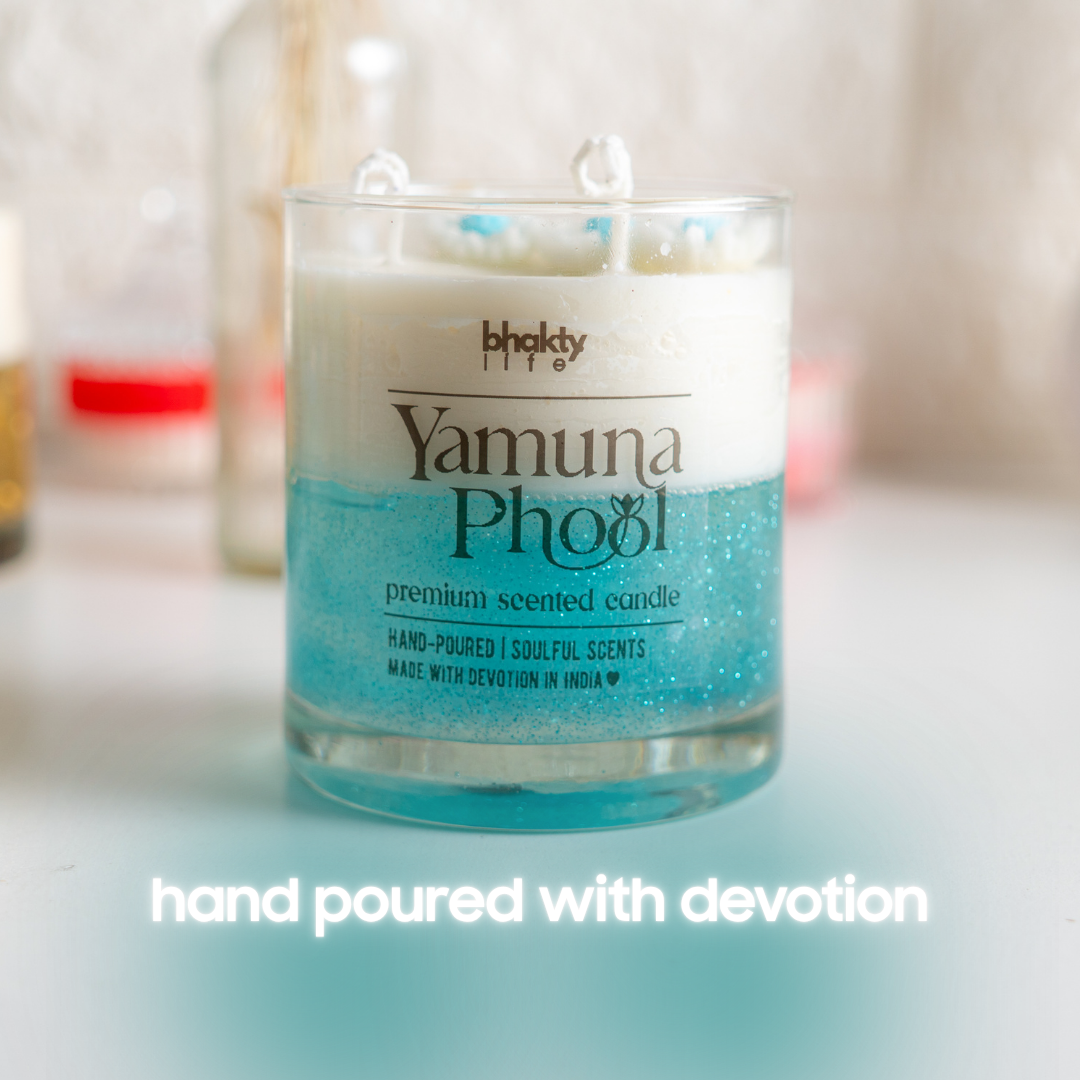 Luxury Glass Jar Scented Candle (Yamuna Phool) bhakty.store