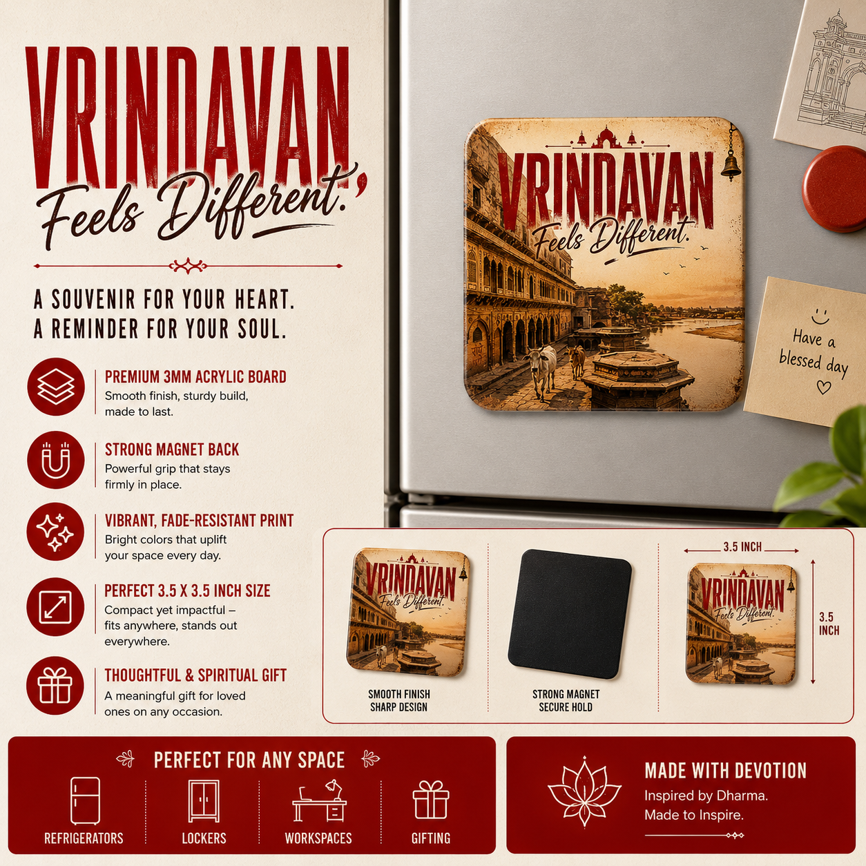 Vrindavan - Fridge Magnet bhakty.life