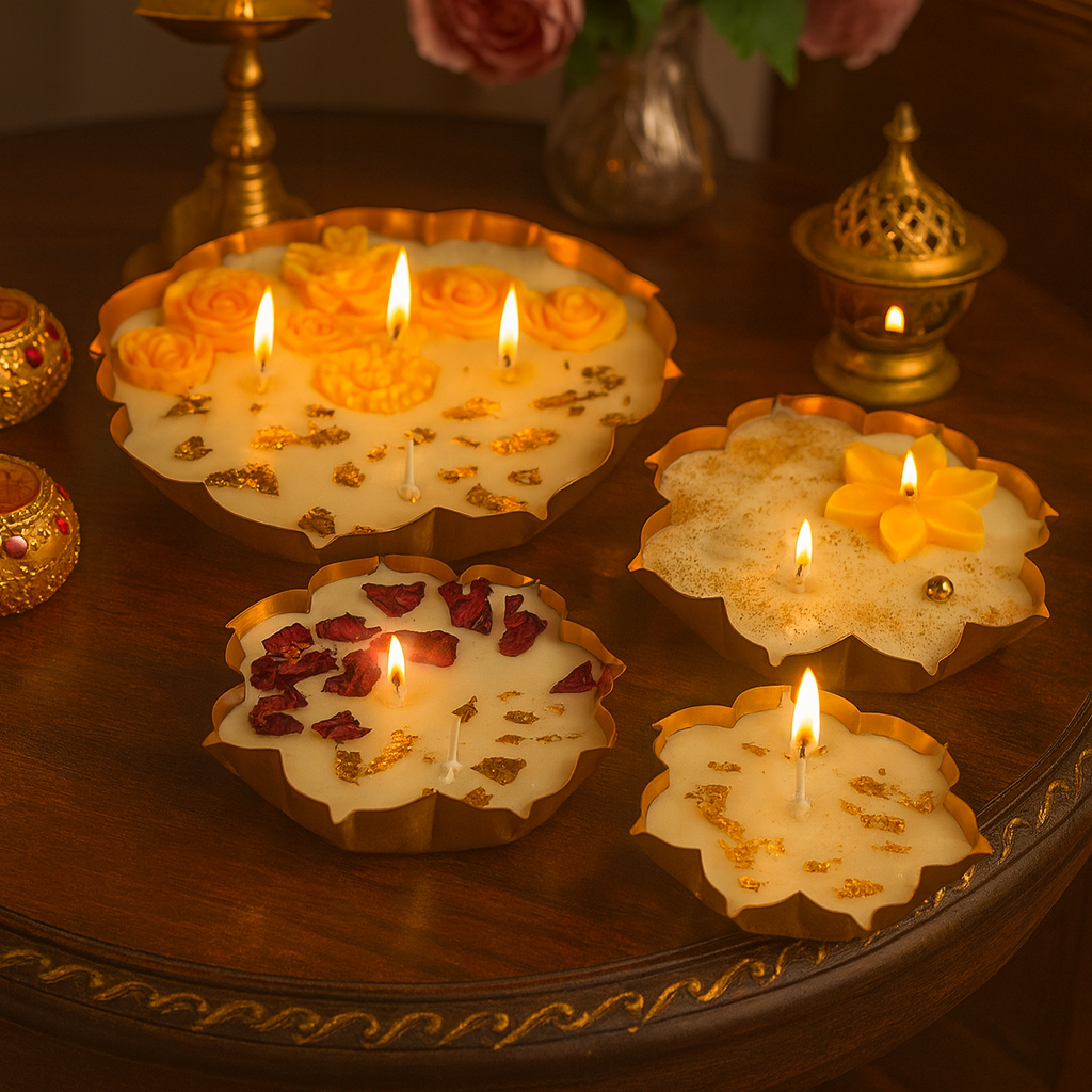 luxury Urli Scented Candle Combo – Handcrafted Floral Scented Candle for Devotional Offering (Pack of 4) bhakty.store