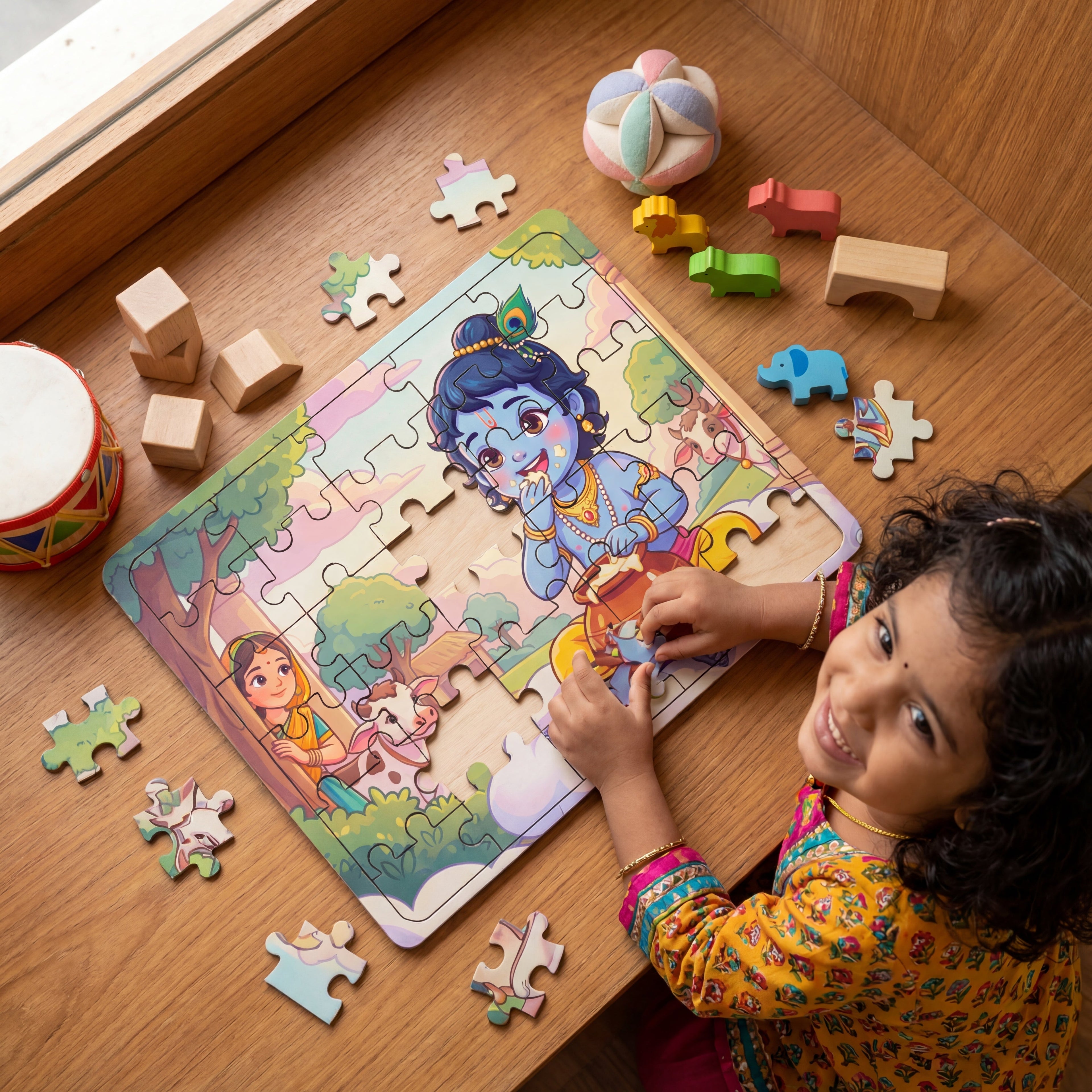 Makhan Chor. Kids MDF Wooden Puzzle bhakty.store