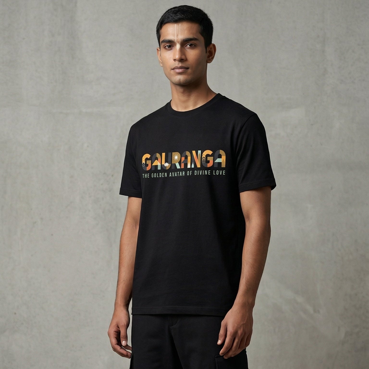 Man wearing a black t-shirt with 'Gulking' logo against a gray background