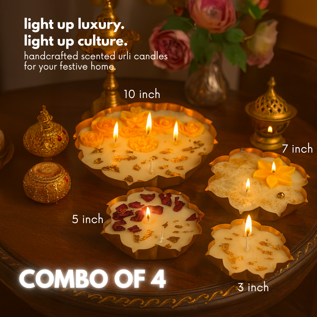 luxury Urli Scented Candle Combo – Handcrafted Floral Scented Candle for Devotional Offering (Pack of 4) bhakty.store