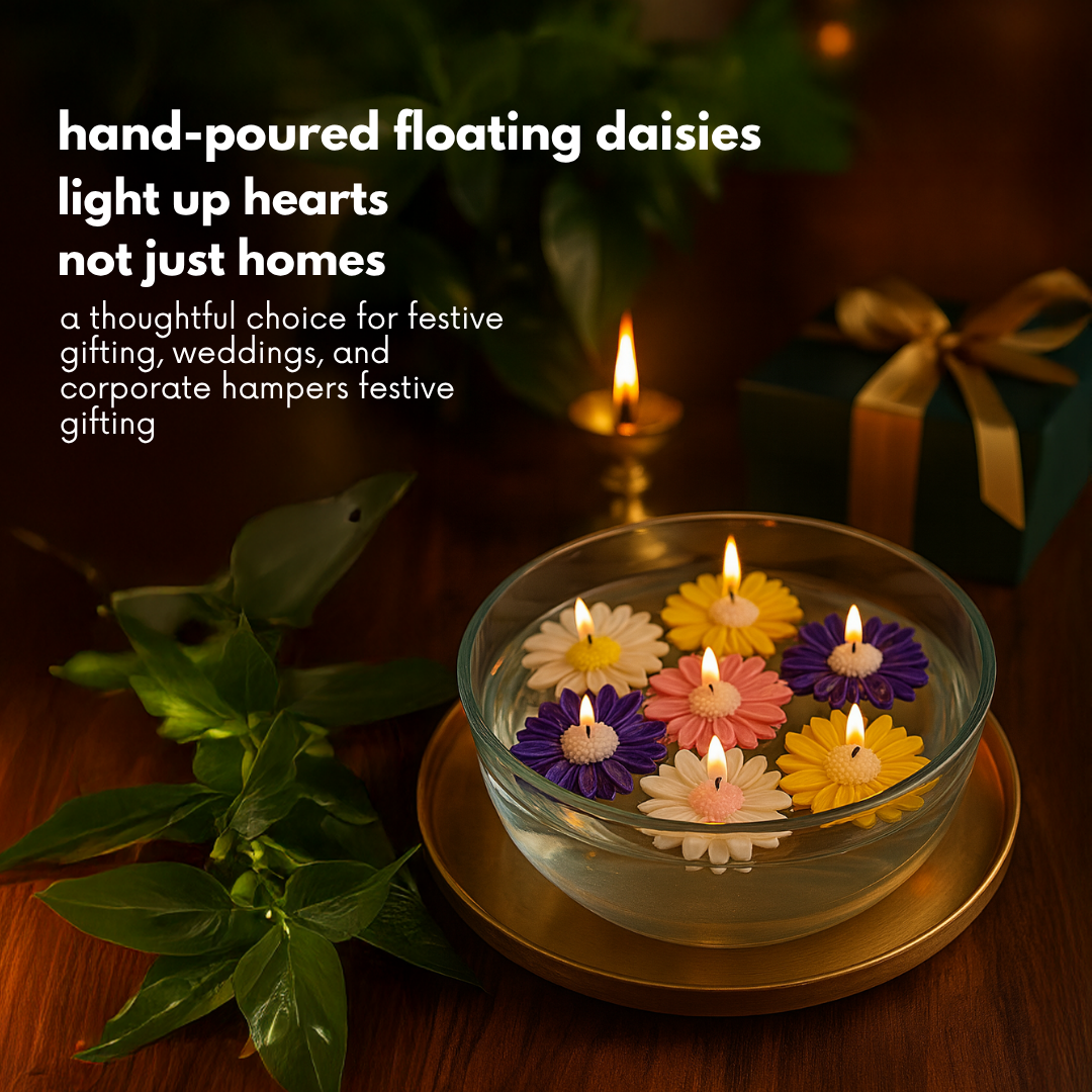 Divine Daisy Candle – Scented Handmade Candle for Diwali Décor bhakty.store
